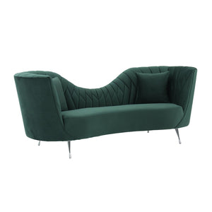 TOV Furniture Eva Velvet Sofa - Luxurious Comfort with Elegant Design, Stainless Steel Legs, and Plush Pillows Forest Green TOV-L6492