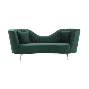 TOV Furniture Eva Velvet Sofa - Luxurious Comfort with Elegant Design, Stainless Steel Legs, and Plush Pillows Forest Green TOV-L6492