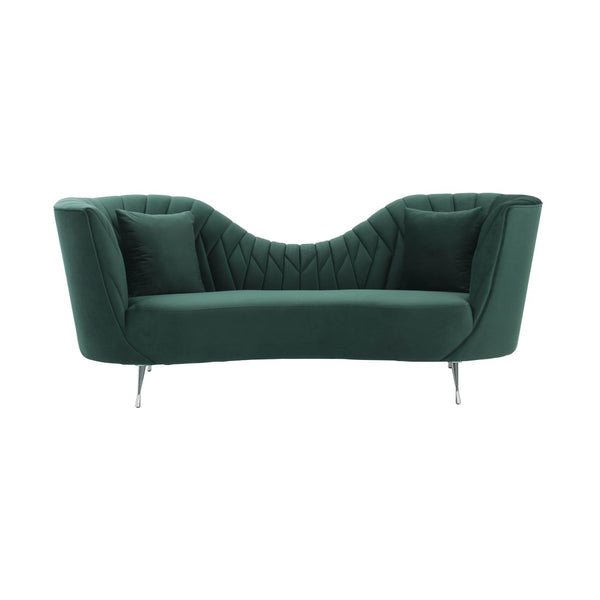 TOV Furniture Eva Velvet Sofa - Luxurious Comfort with Elegant Design, Stainless Steel Legs, and Plush Pillows Forest Green TOV-L6492