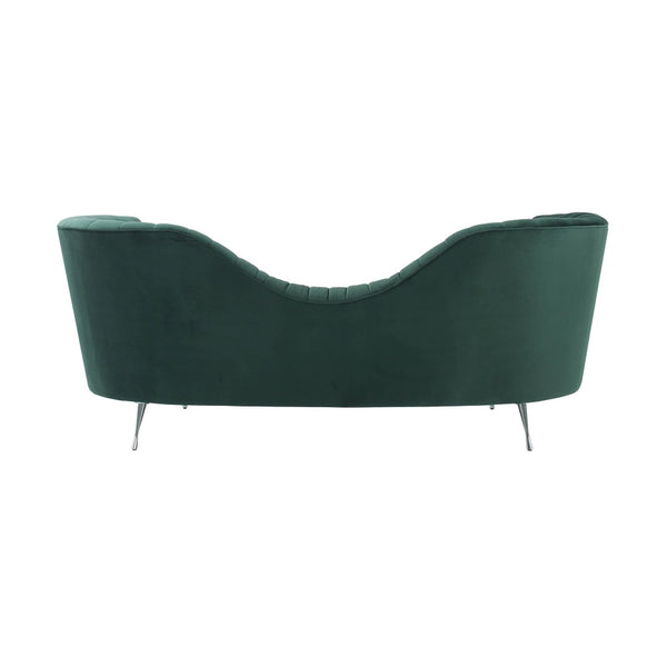 TOV Furniture Eva Velvet Sofa - Luxurious Comfort with Elegant Design, Stainless Steel Legs, and Plush Pillows Forest Green TOV-L6492