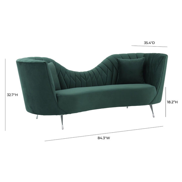 TOV Furniture Eva Velvet Sofa - Luxurious Comfort with Elegant Design, Stainless Steel Legs, and Plush Pillows Forest Green TOV-L6492