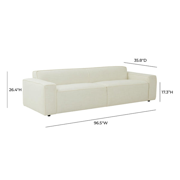 TOV Furniture Olafur 96.5" Upholstered Sofa - Modern Mid-Century Design for Luxurious Comfort and Style Cream TOV-L68106