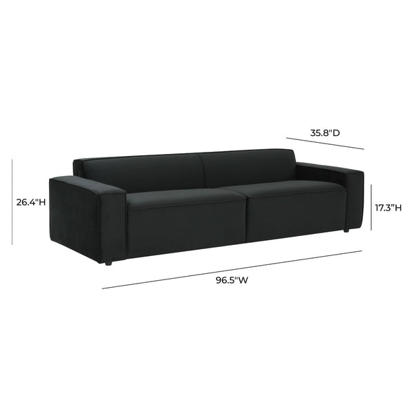 TOV Furniture Olafur 96.5" Upholstered Sofa - Modern Mid-Century Design for Luxurious Comfort and Style Black TOV-L68107