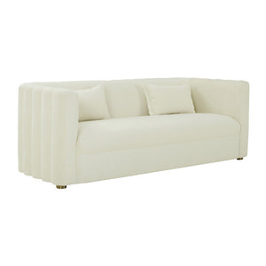 TOV Furniture Callie 84" Velvet Sofa - Luxurious Modern Centerpiece with Scalloped Tufted Back and Steel Legs Cream TOV-L68108