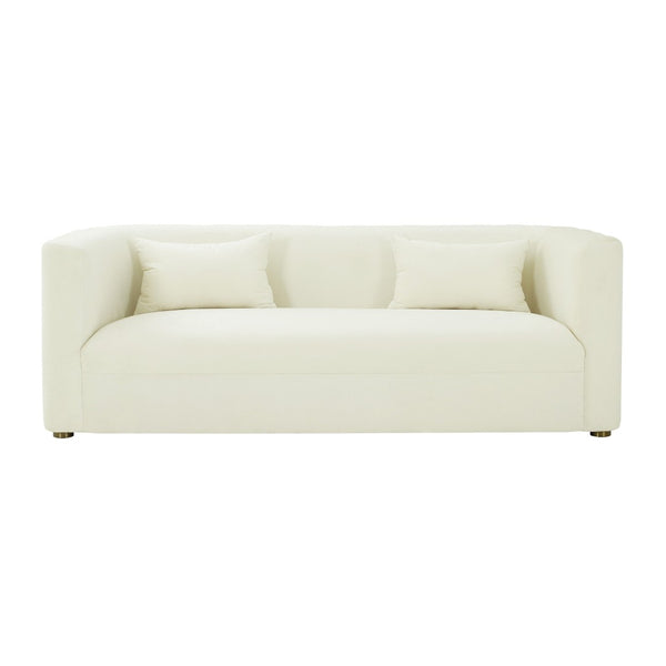 TOV Furniture Callie 84" Velvet Sofa - Luxurious Modern Centerpiece with Scalloped Tufted Back and Steel Legs Cream TOV-L68108