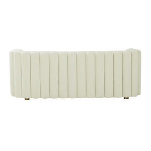 TOV Furniture Callie 84" Velvet Sofa - Luxurious Modern Centerpiece with Scalloped Tufted Back and Steel Legs Cream TOV-L68108