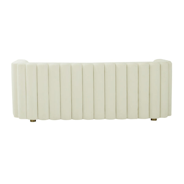 TOV Furniture Callie 84" Velvet Sofa - Luxurious Modern Centerpiece with Scalloped Tufted Back and Steel Legs Cream TOV-L68108