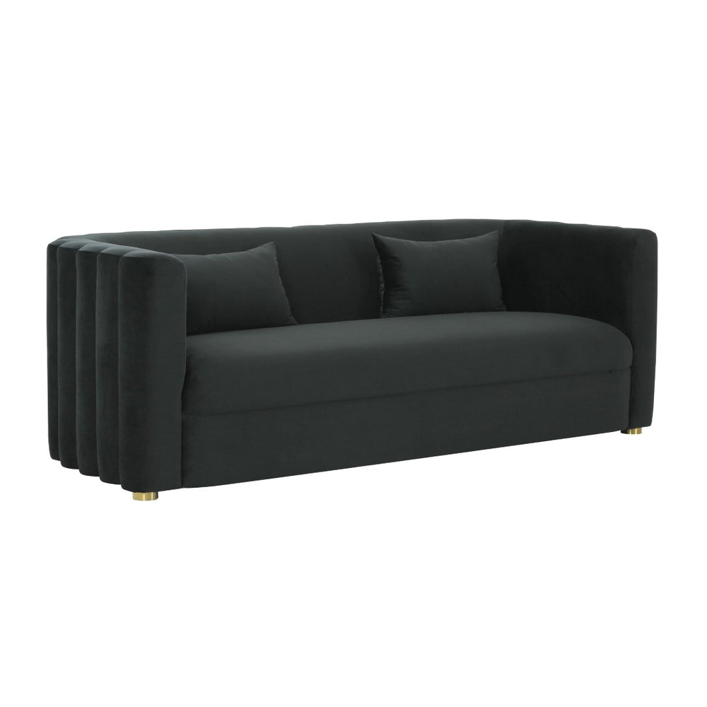 TOV Furniture Callie 84" Velvet Sofa - Luxurious Modern Centerpiece with Scalloped Tufted Back and Steel Legs Black TOV-L68109