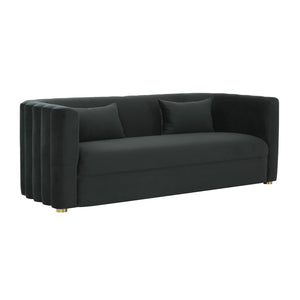 TOV Furniture Callie 84" Velvet Sofa - Luxurious Modern Centerpiece with Scalloped Tufted Back and Steel Legs Black TOV-L68109