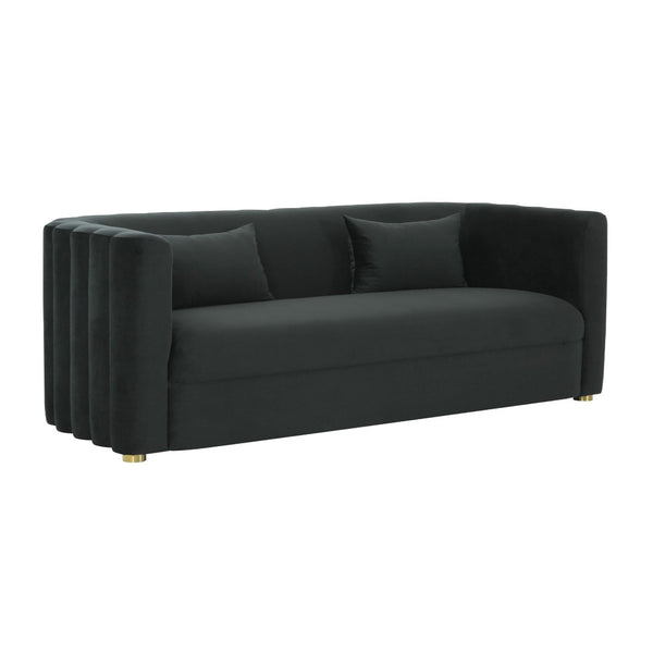 TOV Furniture Callie 84" Velvet Sofa - Luxurious Modern Centerpiece with Scalloped Tufted Back and Steel Legs Black TOV-L68109