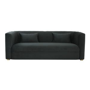TOV Furniture Callie 84" Velvet Sofa - Luxurious Modern Centerpiece with Scalloped Tufted Back and Steel Legs Black TOV-L68109