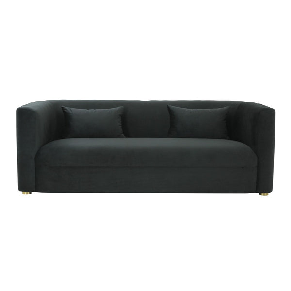 TOV Furniture Callie 84" Velvet Sofa - Luxurious Modern Centerpiece with Scalloped Tufted Back and Steel Legs Black TOV-L68109