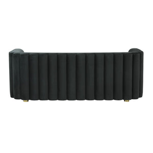 TOV Furniture Callie 84" Velvet Sofa - Luxurious Modern Centerpiece with Scalloped Tufted Back and Steel Legs Black TOV-L68109