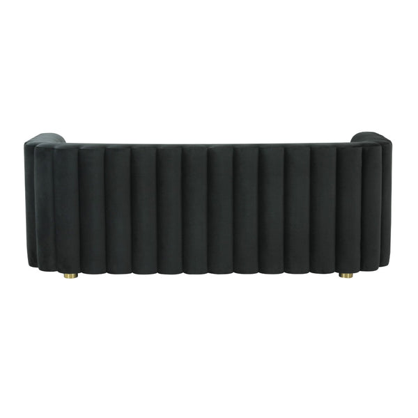 TOV Furniture Callie 84" Velvet Sofa - Luxurious Modern Centerpiece with Scalloped Tufted Back and Steel Legs Black TOV-L68109