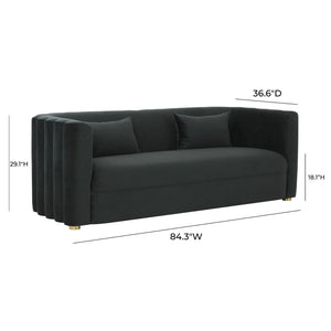 TOV Furniture Callie 84" Velvet Sofa - Luxurious Modern Centerpiece with Scalloped Tufted Back and Steel Legs Black TOV-L68109