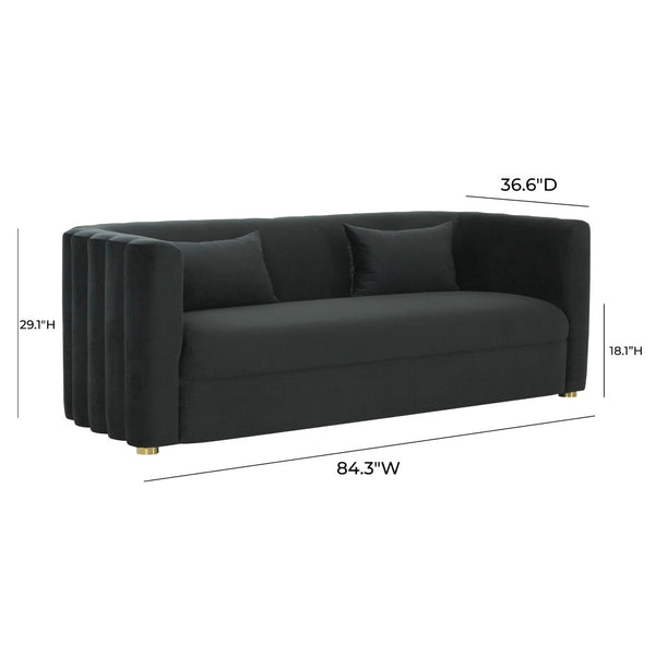 TOV Furniture Callie 84" Velvet Sofa - Luxurious Modern Centerpiece with Scalloped Tufted Back and Steel Legs Black TOV-L68109