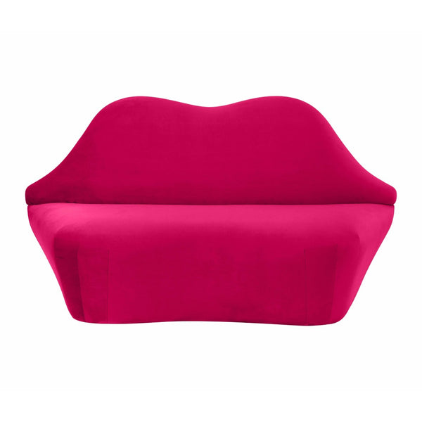 TOV Furniture Lips 68" Velvet Settee - Iconic Kiss-Shaped Design for Modern Living Spaces, Comfort & Style Combined Pink TOV-L68195