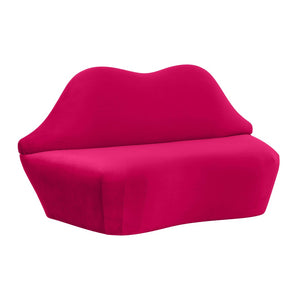 TOV Furniture Lips 68" Velvet Settee - Iconic Kiss-Shaped Design for Modern Living Spaces, Comfort & Style Combined Pink TOV-L68195