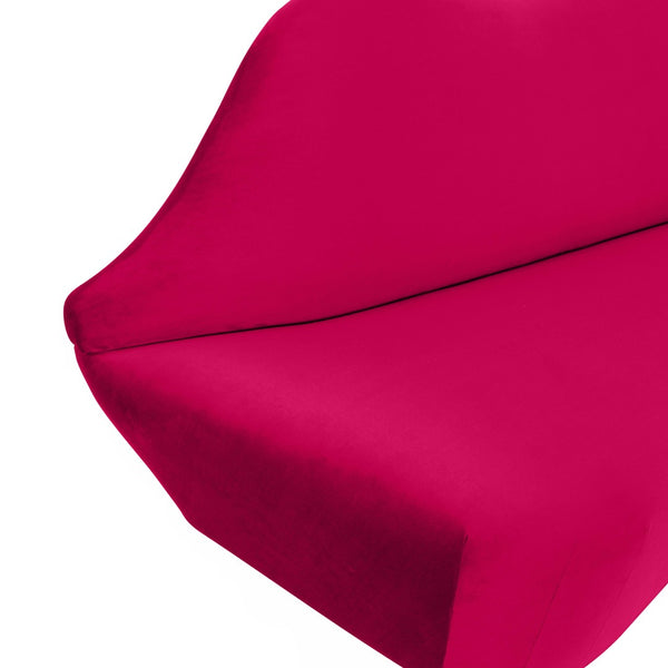 TOV Furniture Lips 68" Velvet Settee - Iconic Kiss-Shaped Design for Modern Living Spaces, Comfort & Style Combined Pink TOV-L68195