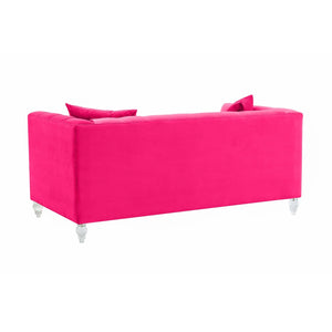 TOV Furniture Bea 66" Hot Pink Velvet Loveseat – Luxurious Vintage-Inspired Seating with Modern Lucite Legs & Comfort TOV-L68317