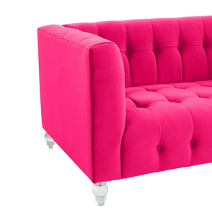TOV Furniture Bea 66" Hot Pink Velvet Loveseat – Luxurious Vintage-Inspired Seating with Modern Lucite Legs & Comfort TOV-L68317