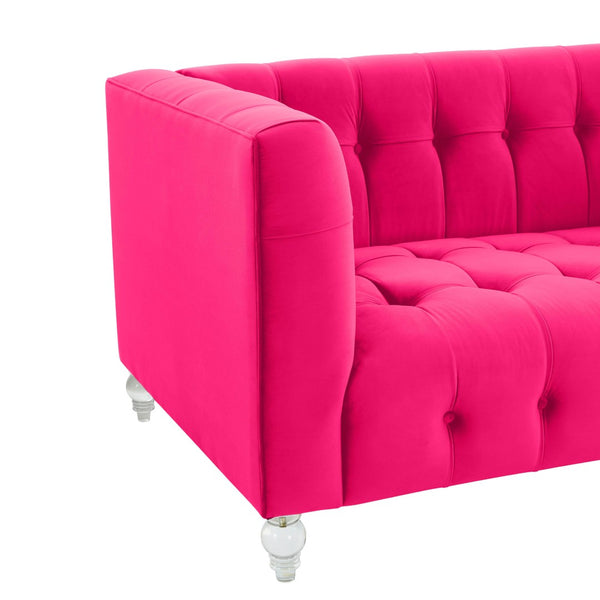 TOV Furniture Bea 66" Hot Pink Velvet Loveseat – Luxurious Vintage-Inspired Seating with Modern Lucite Legs & Comfort TOV-L68317