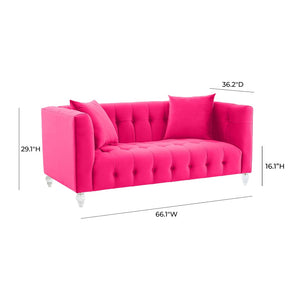 TOV Furniture Bea 66" Hot Pink Velvet Loveseat – Luxurious Vintage-Inspired Seating with Modern Lucite Legs & Comfort TOV-L68317