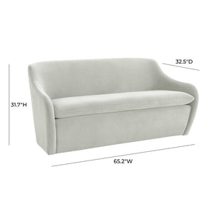TOV Furniture Cellia Velvet Loveseat - Chic Modern Design with Plush Comfort for Stylish Living Rooms & Nooks Light Grey TOV-L68388