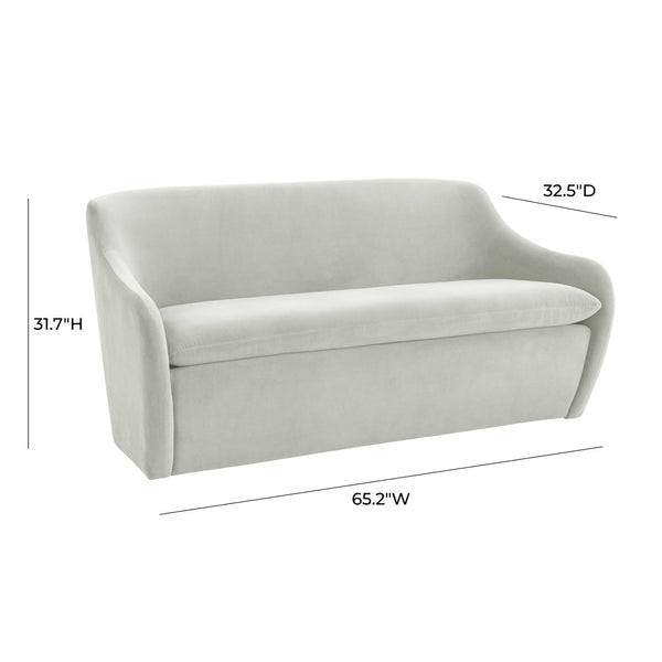 TOV Furniture Cellia Velvet Loveseat - Chic Modern Design with Plush Comfort for Stylish Living Rooms & Nooks Light Grey TOV-L68388