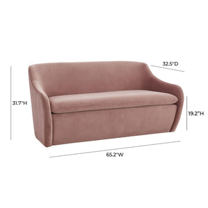 TOV Furniture Cellia Velvet Loveseat - Chic Modern Design with Plush Comfort for Stylish Living Rooms & Nooks Mauve TOV-L68390