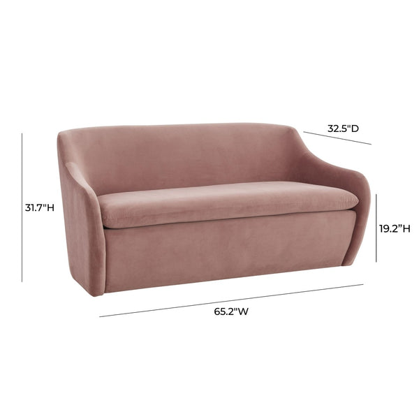 TOV Furniture Cellia Velvet Loveseat - Chic Modern Design with Plush Comfort for Stylish Living Rooms & Nooks Mauve TOV-L68390