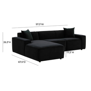 TOV Furniture Olafur 2-Piece Upholstered L-Shaped Sectional: Luxurious Comfort Meets Modern Design for Your Home Black / LAF TOV-L68452-L68456