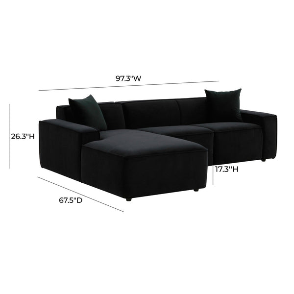 TOV Furniture Olafur 2-Piece Upholstered L-Shaped Sectional: Luxurious Comfort Meets Modern Design for Your Home Black / LAF TOV-L68452-L68456