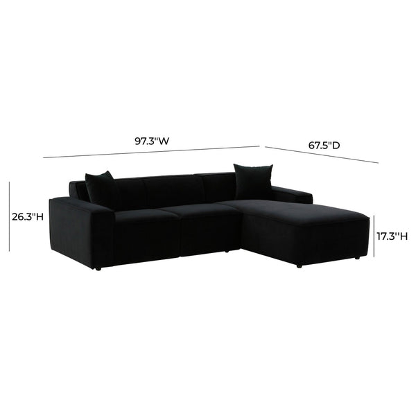 TOV Furniture Olafur 2-Piece Upholstered L-Shaped Sectional: Luxurious Comfort Meets Modern Design for Your Home Black / RAF TOV-L68453-L68457