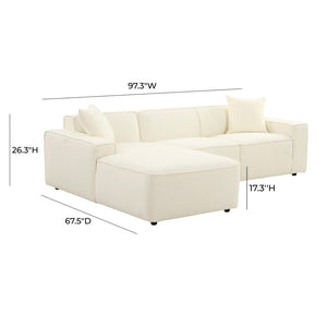 TOV Furniture Olafur 2-Piece Upholstered L-Shaped Sectional: Luxurious Comfort Meets Modern Design for Your Home Cream / LAF TOV-L68454-L68458