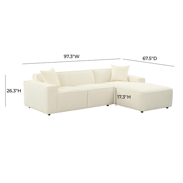 TOV Furniture Olafur 2-Piece Upholstered L-Shaped Sectional: Luxurious Comfort Meets Modern Design for Your Home Cream / RAF TOV-L68455-L68459