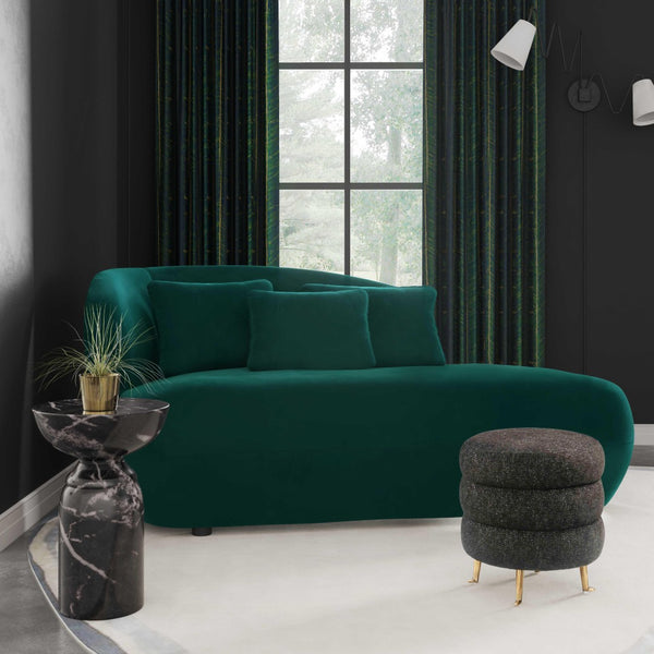 TOV Furniture Galet Velvet Chaise - Luxurious Postmodern Lounger with Plush Comfort and Stylish Throw Pillows Green TOV-L68546