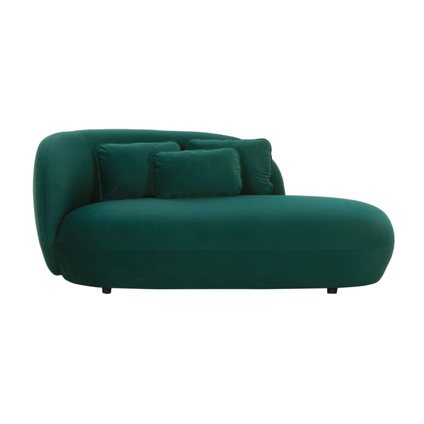 TOV Furniture Galet Velvet Chaise - Luxurious Postmodern Lounger with Plush Comfort and Stylish Throw Pillows Green TOV-L68546
