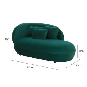 TOV Furniture Galet Velvet Chaise - Luxurious Postmodern Lounger with Plush Comfort and Stylish Throw Pillows Green TOV-L68546