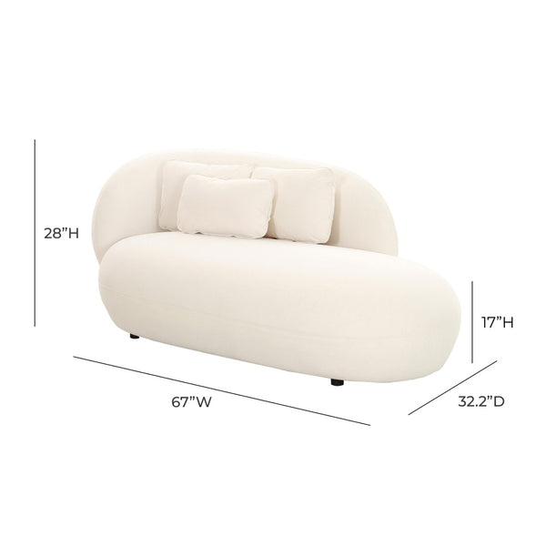 TOV Furniture Galet Velvet Chaise - Luxurious Postmodern Lounger with Plush Comfort and Stylish Throw Pillows Cream TOV-L68547