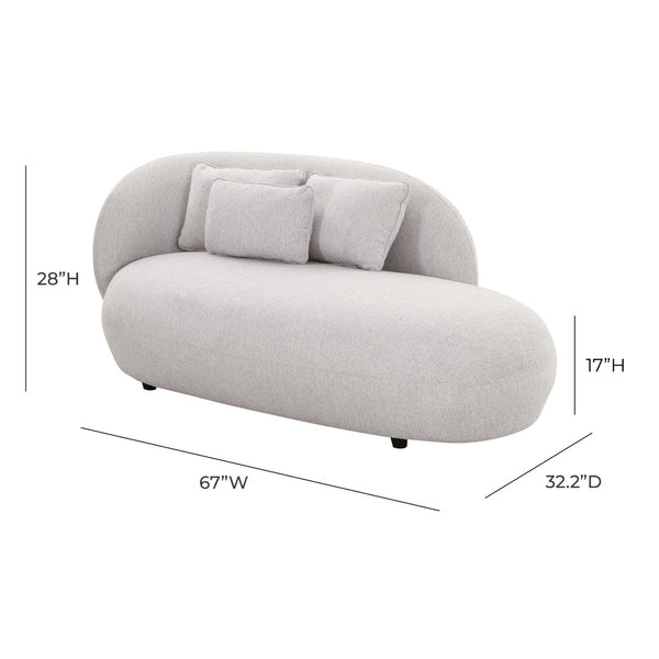TOV Furniture Galet Velvet Chaise - Luxurious Postmodern Lounger with Plush Comfort and Stylish Throw Pillows Grey TOV-L68548