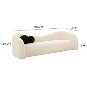 TOV Furniture Leonie 102.5" Plush Faux Shearling Sofa - Elegant Comfort with Sculptural Lines and Accent Pillows Beige TOV-L68579