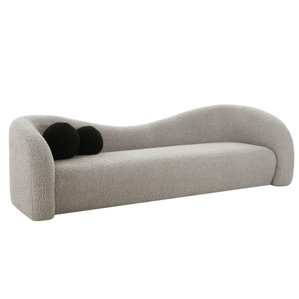 TOV Furniture Leonie 102.5" Plush Faux Shearling Sofa - Elegant Comfort with Sculptural Lines and Accent Pillows Grey TOV-L68580