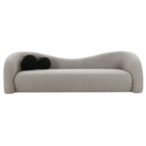 TOV Furniture Leonie 102.5" Plush Faux Shearling Sofa - Elegant Comfort with Sculptural Lines and Accent Pillows Grey TOV-L68580