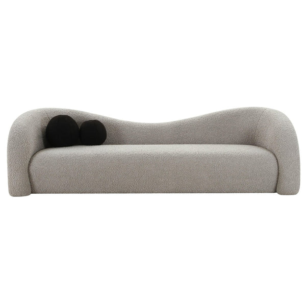 TOV Furniture Leonie 102.5" Plush Faux Shearling Sofa - Elegant Comfort with Sculptural Lines and Accent Pillows Grey TOV-L68580
