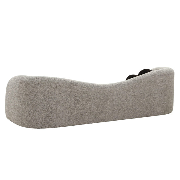 TOV Furniture Leonie 102.5" Plush Faux Shearling Sofa - Elegant Comfort with Sculptural Lines and Accent Pillows Grey TOV-L68580
