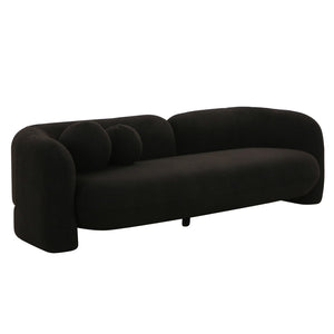 TOV Furniture Amelie 91" Plush Faux Fur Sofa with Asymmetrical Back and Throw Pillows for Modern Living Spaces Black TOV-L68582