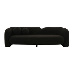 TOV Furniture Amelie 91" Plush Faux Fur Sofa with Asymmetrical Back and Throw Pillows for Modern Living Spaces Black TOV-L68582