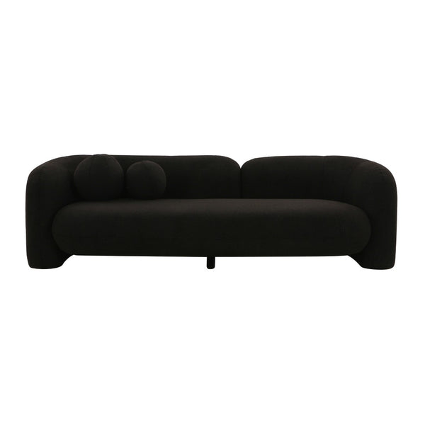 TOV Furniture Amelie 91" Plush Faux Fur Sofa with Asymmetrical Back and Throw Pillows for Modern Living Spaces Black TOV-L68582