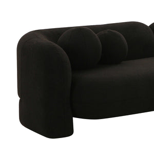 TOV Furniture Amelie 91" Plush Faux Fur Sofa with Asymmetrical Back and Throw Pillows for Modern Living Spaces Black TOV-L68582